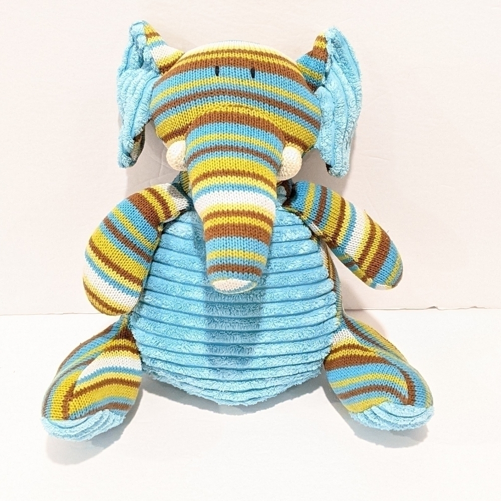 2/$20 Pier 1 Imports Aqua Blue Knit Elephant Plush 11” Stripes